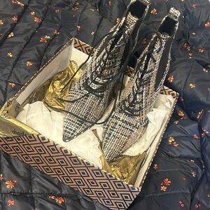 Charles By Charles David Black and White Lace Up Boots